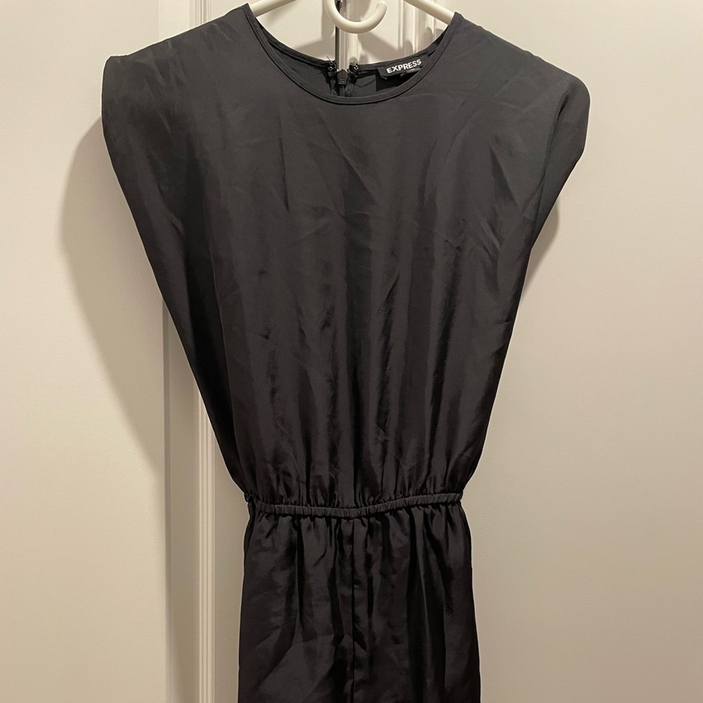 Silk padded shoulder romper